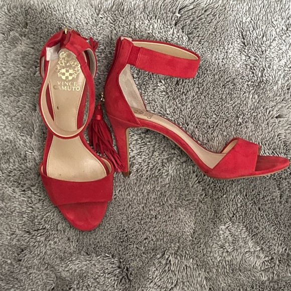 Vince Camuto Red Ankle Strap Heels - Picture 3 of 5